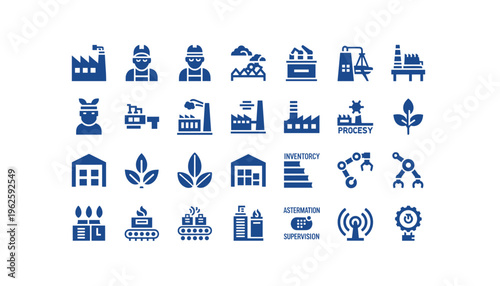 Industrial icons for business and technology concepts