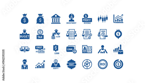Financial icons for business and investment concepts