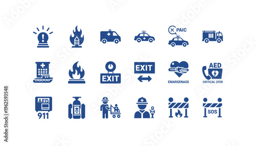 Emergency response icons for safety and crisis management