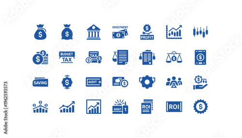 Financial icons for business and investment concepts