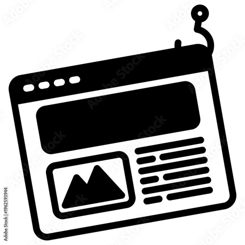 Phishing Glyph Icon, Mini Illustration For Modern Concept, Ui, Ux Web And App Development. Related To Cyber Security, Data Protection.