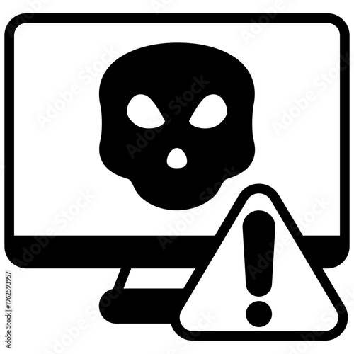 Ransomware Glyph Icon, Mini Illustration For Modern Concept, Ui, Ux Web And App Development. Related To Cyber Security, Data Protection.