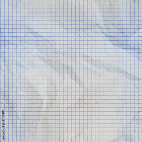 Grid line with small gap in the corner. Seamless pattern of a notebook sheet in a cell. A crumpled sheet of squared paper. Vector illustration.