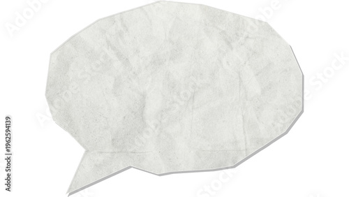 Fotografía Blank speech bubble made of crumpled white paper texture isolated on white backg
