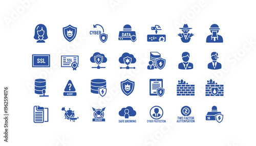 Cybersecurity icons for safe browsing and data protection