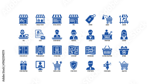 Collection of retail and commerce icons for business and marketing materials