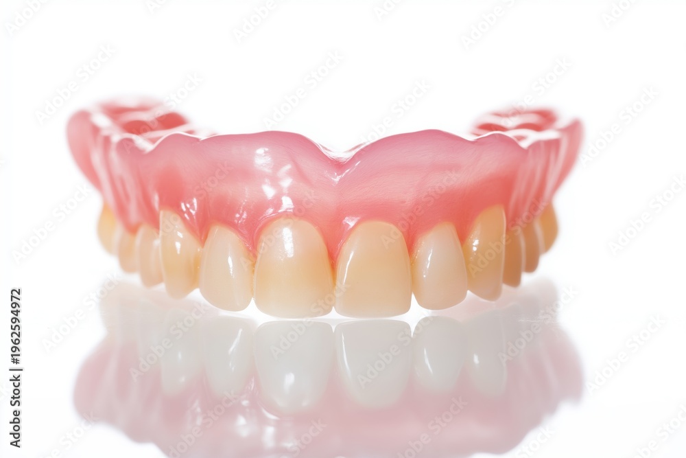 Obraz premium Upper Denture Prosthesis with Reflection on a White Surface