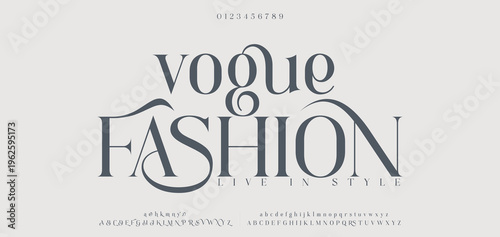 Vogue FASHION Elegant alphabet letters font and number. Classic Lettering Minimal Fashion Designs. Typography modern serif fonts regular decorative vintage concept. vector illustration
