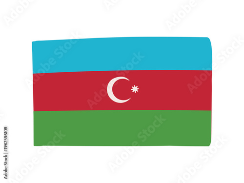 かわいいアゼルバイジャンの国旗アイコン　手描きタッチの旗イラスト