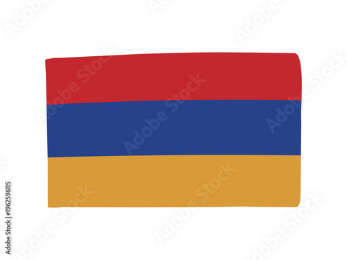 かわいいアルメニアの国旗アイコン　手描きタッチの旗イラスト