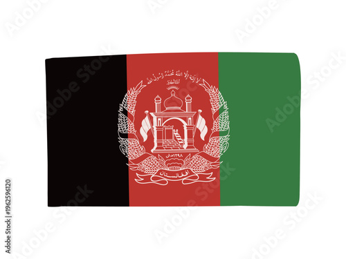 かわいいアフガニスタンの国旗アイコン　手描きタッチの旗イラスト