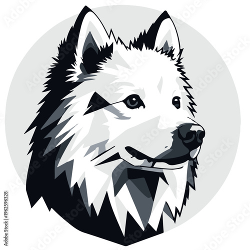 Minimalist  black and white vector logo of a husky head