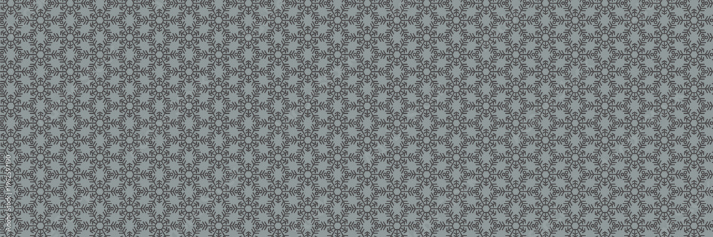 Fototapeta premium Grey and black small floral pattern seamless background texture