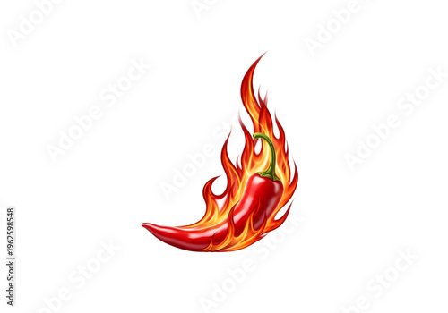 Red hot chili pepper wrapped in fire flames png on transparent background
