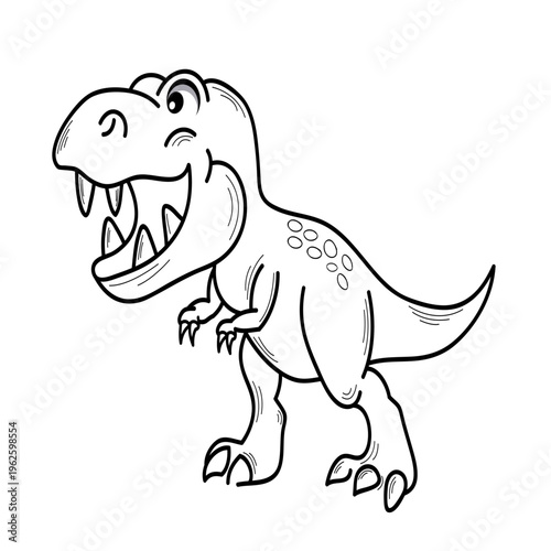 Cartoon tyrannosaurus rex dinosaur silhouette with open mouth and happy expression