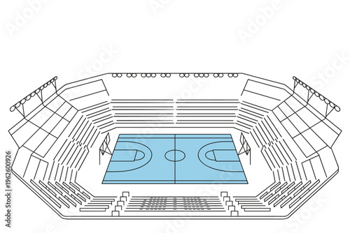 Empty Basketball Court in Sports Arena, sports arena concept