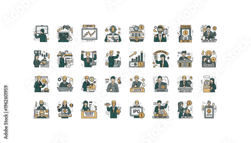 Business professionals engaging in finance and investment activities