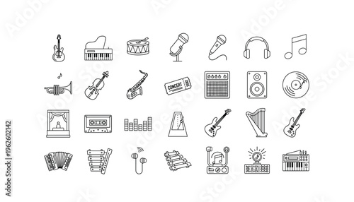 Collection of various musical instruments and equipment for creative projects