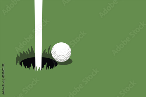 Golf Ball and Hole on Green with copy space, golf accuracy concept