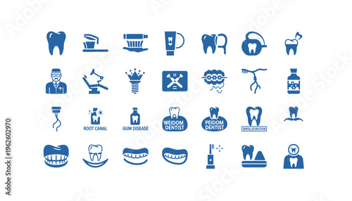 Dental care icons for business and health websites