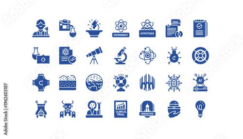 Science and innovation icons for business and education use