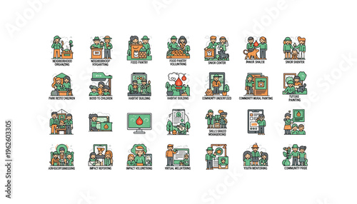 Various people volunteering in community for social good and charity work