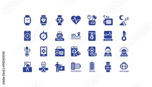 Health and fitness icons for wellness and medical apps