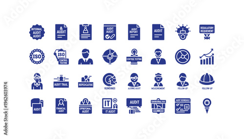 Audit and compliance icons for business and finance professionals