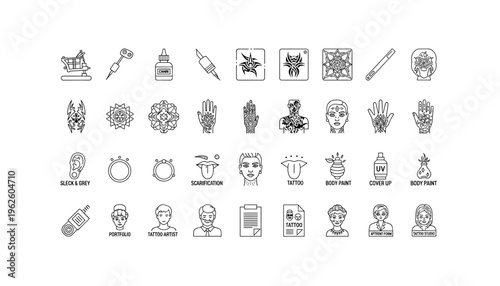 Tattoo and body art design elements for artists and studios