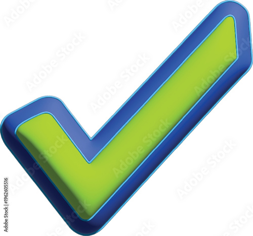 Green and blue 3d check mark icon, vector illustration on white background
