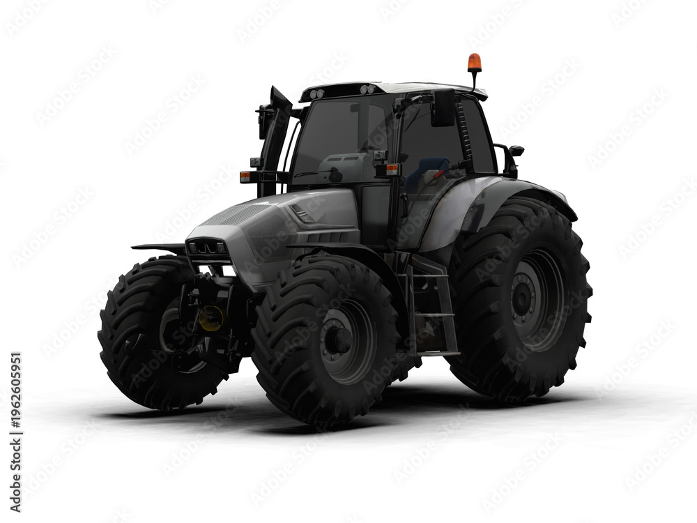 Obraz premium White Modern Farm Tractor Front-Side View