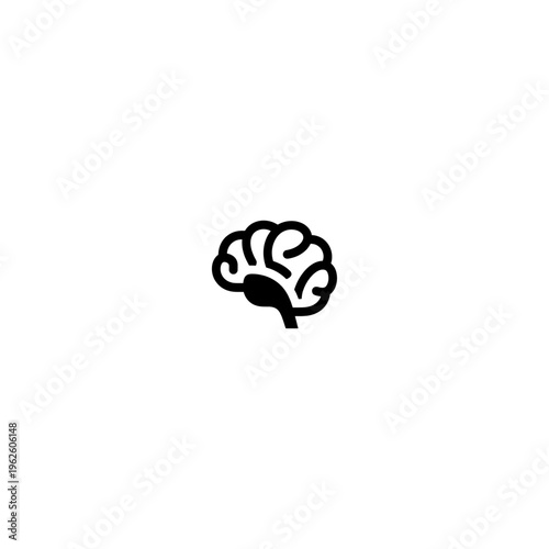 Minimalist brain icon, simple black vector illustration of a human mind, creative intelligence symbol for education and thinking concepts, isolated on white background