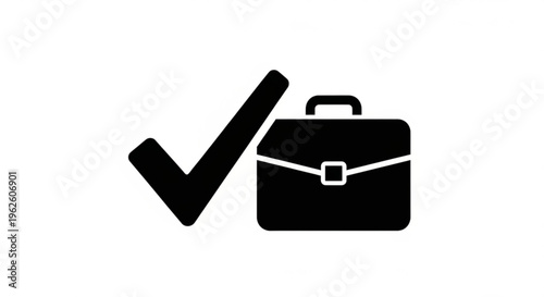 Business Checkmark Icon — Approved Briefcase Symbol for Employment, Career, and Tasks