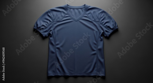 Blue blank football jersey mockup for team sportswear branding and athletic apparel promotion on dark background template