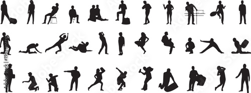 silhouette pose reference pack standing sitting running jumping