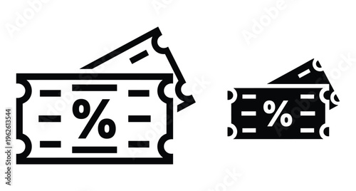 Discount coupon icon set with percentage symbol for shopping promotion marketing sales vouchers digital gift cards in line solid style