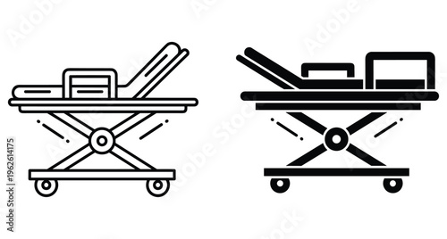 Medical stretcher gurney icons for hospital emergency patient transport healthcare equipment first aid services and professional medical stretcher gurney icons