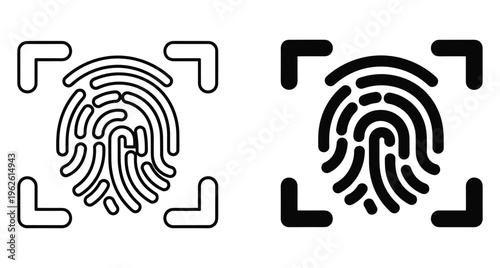 Fingerprint scan icon set for biometric security identity verification digital authentication touch id sensor recognition system electronic access control technology
