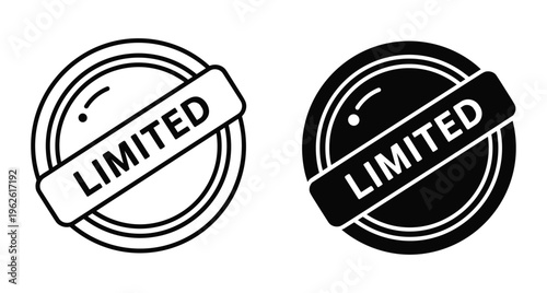Limited edition stamp icon set with circular rubber seal design for marketing promotion retail sales and exclusive product offers
