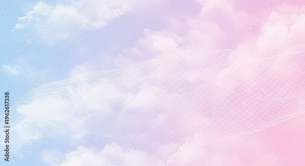 Fototapeta premium Ethereal Grid Overlay on Pastel Sky Background