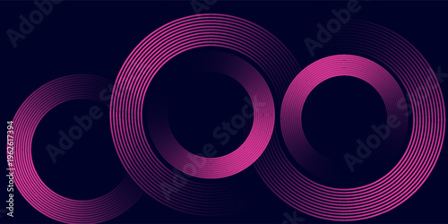 Dark abstract background with glowing circles. Swirl circular lines element. Shiny lines. Futuristic technology concept.
