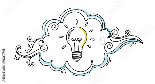Creative idea light bulb in cloud.