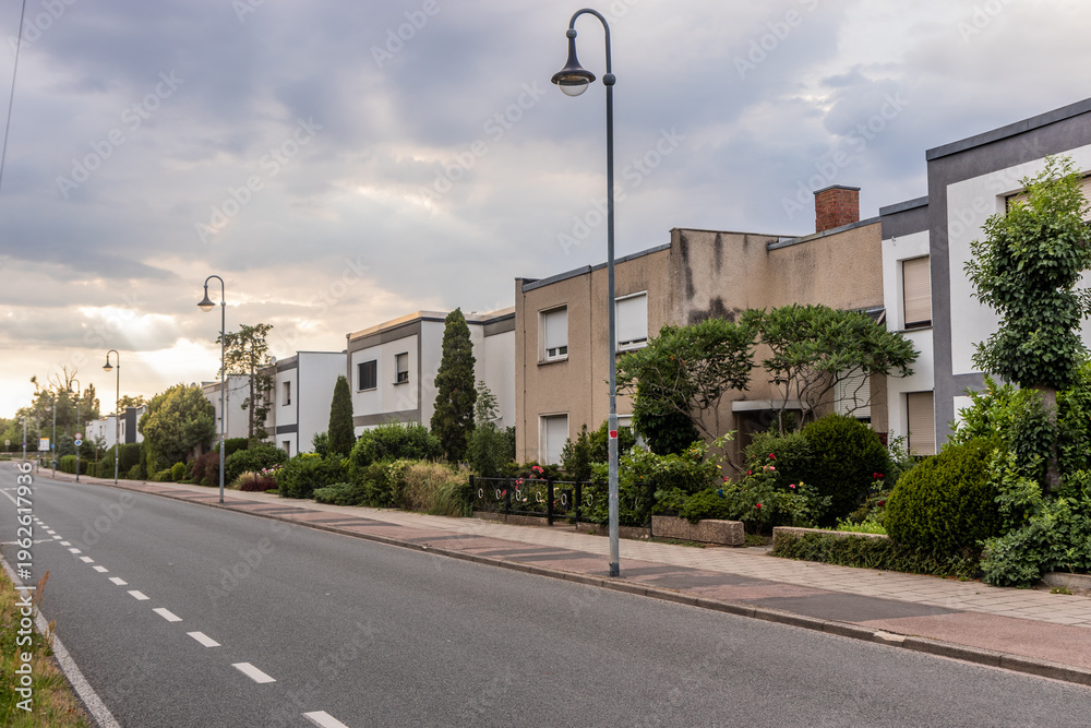 Fototapeta premium Houses in Damaschkestrasse street in Dessau city, Germany