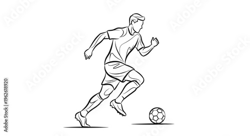 Energetic Soccer Player Running with Ball in Dynamic Pose, isolated white background