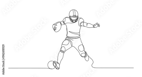 American Football Player Throwing Ball in Dynamic Pose, Isolated White Background