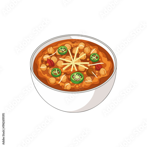 Spicy Indian Chana Masala Chickpea Curry Vector Illustration