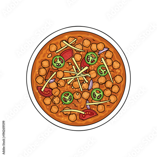 Spicy Indian Chana Masala Chickpea Curry Vector Illustration