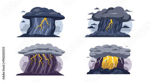 Storm Cloud Lightning Illustrations