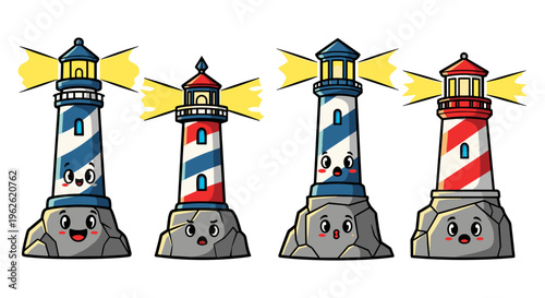 Cute Lighthouse Characters