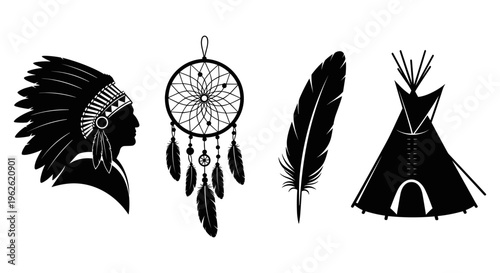 Native American Symbols Silhouette
